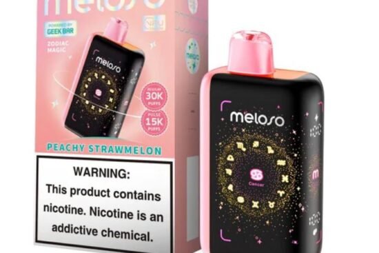 Discover a vibrant and fruity vaping experience with the Peachy Strawmelon Meloso Bar 30k which is a brilliant product from Geek Bar Meloso Bar 30K Puffs Lineup from Geek Bar’s Zodiac Magic Edition.
