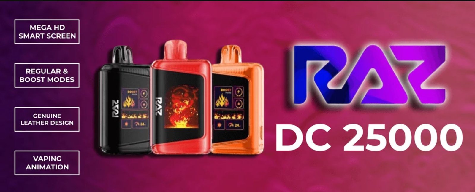The RAZ DC25000 delivers a burst of vibrant, fresh flavors with every puff. Experience a balanced blend of luscious fruits and subtle, refreshing undertones that invigorate the senses.